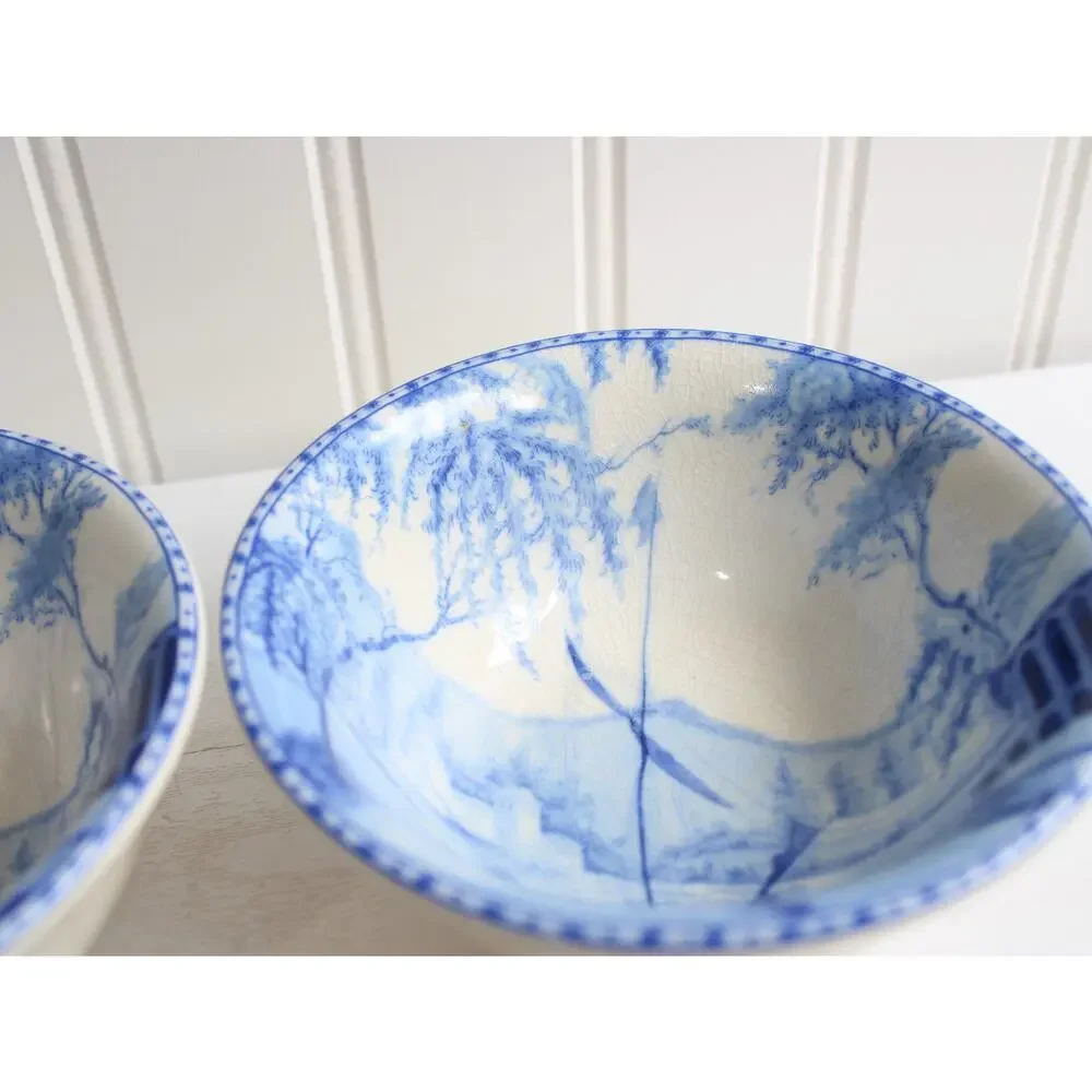 Pottery Barn Set of 4 Sophia Willow Boat Scene Small Tidbit Snack Bowls